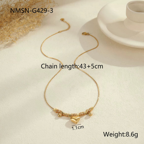 Wholesale Women's Geometric Heart Pendant Stainless Steel 18K Electroplated Necklace