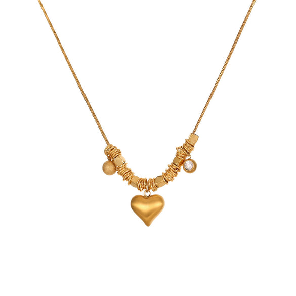 Wholesale Women's Geometric Heart Pendant Stainless Steel 18K Electroplated Necklace
