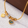 Wholesale Women's Geometric Heart Shape Diamondencrusted Stainless Steel 18K Gold Plated Love Bracelet Jewelry