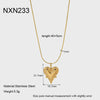 Wholesale Women's Geometric Heart Shape Stainless Steel Necklace With Vacuum Real Gold Plating In Pvd Furnace And Black Rope Chain