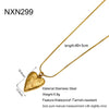 Wholesale Women's Geometric Heart Shape Stainless Steel Necklace With Vacuum Real Gold Plating In Pvd Furnace And Black Rope Chain