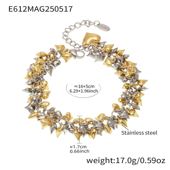 Wholesale Women's Geometric Heart Splicing Tassel Stainless Steel Goldplated Bracelet Fashionable Accessories