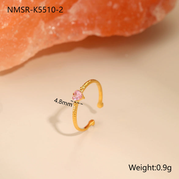 Wholesale Women's Geometric Heart Stainless Steel Electroplated Ring