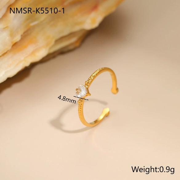 Wholesale Women's Geometric Heart Stainless Steel Electroplated Ring