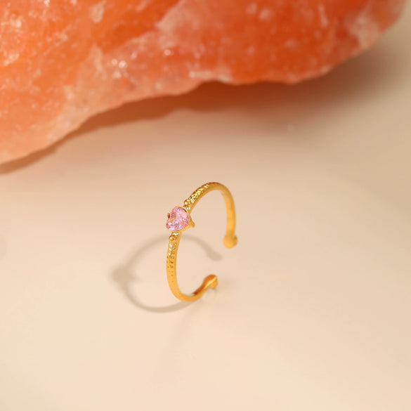 Wholesale Women's Geometric Heart Stainless Steel Electroplated Ring