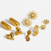 Wholesale Women's Geometric Heart Stainless Steel Vacuum Real Gold Plated Earrings