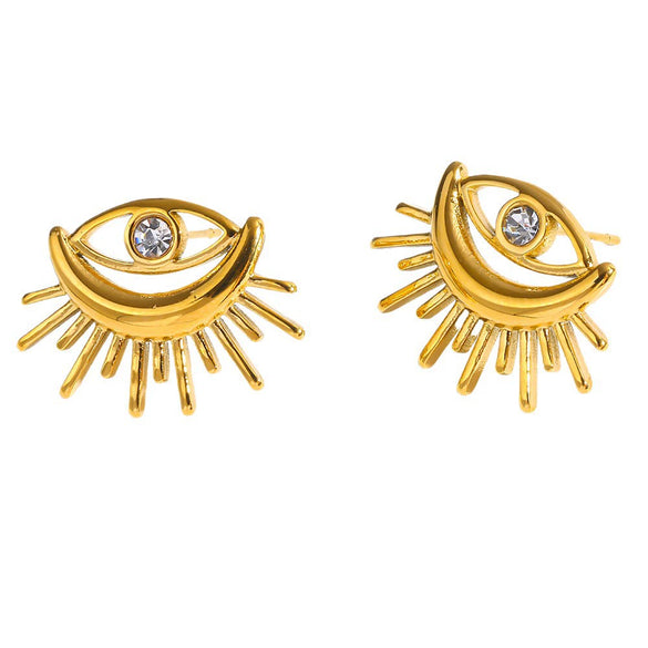 Wholesale Women's Geometric Heart Stainless Steel Vacuum Real Gold Plated Earrings