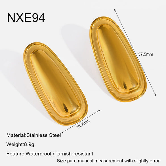 Wholesale Women's Geometric Heart Stainless Steel Vacuum Real Gold Plated Earrings