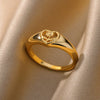 Wholesale Women's Geometric Heartshaped And Fruitshaped Inlaid With Gold Copper Ring Accessories