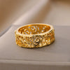 Wholesale Women's Geometric Heartshaped And Fruitshaped Inlaid With Gold Copper Ring Accessories