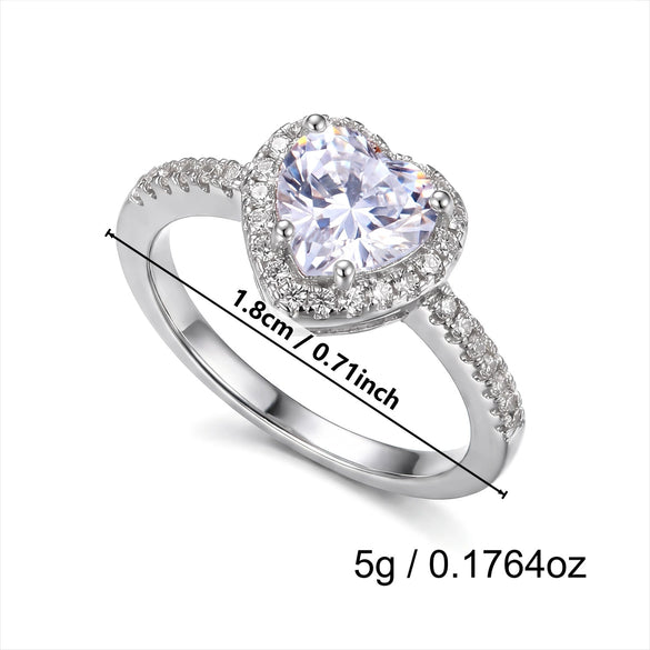 Wholesale Women's Geometric Heartshaped Copper Electroplated Ring Jewelry Accessory