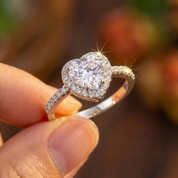 Wholesale Women's Geometric Heartshaped Copper Electroplated Ring Jewelry Accessory