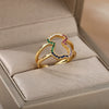 Wholesale Women's Geometric Heartshaped Copper Gold Inlaid Open Ring Jewelry