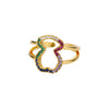 Wholesale Women's Geometric Heartshaped Copper Gold Inlaid Open Ring Jewelry