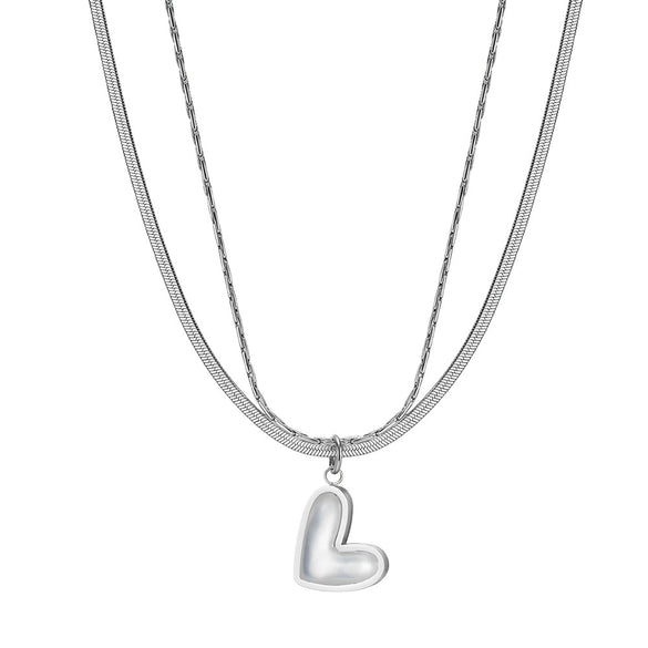 Wholesale Women's Geometric Heartshaped Electroplated Calendering Chain Necklace