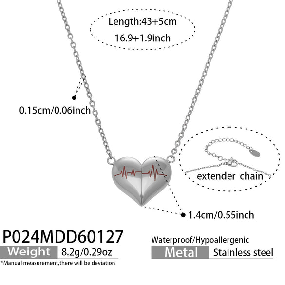 Wholesale Women's Geometric Heartshaped Electroplated Stainless Steel Pendant Necklace Light Luxury Style