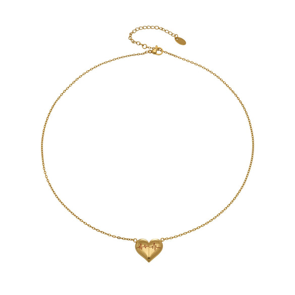 Wholesale Women's Geometric Heartshaped Electroplated Stainless Steel Pendant Necklace Light Luxury Style