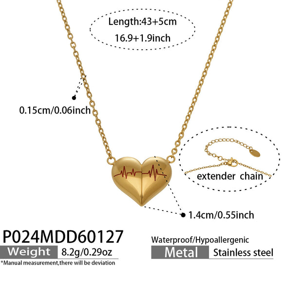 Wholesale Women's Geometric Heartshaped Electroplated Stainless Steel Pendant Necklace Light Luxury Style