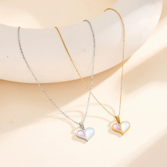 Wholesale Women's Geometric Heartshaped Ice Cream Necklace With Electroplated Calendering Chain