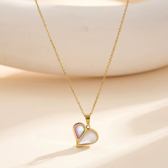 Wholesale Women's Geometric Heartshaped Ice Cream Necklace With Electroplated Calendering Chain