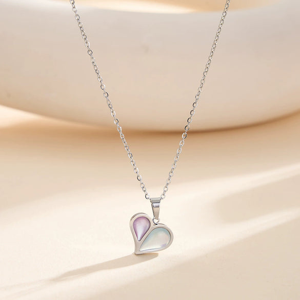 Wholesale Women's Geometric Heartshaped Ice Cream Necklace With Electroplated Calendering Chain