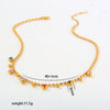 Wholesale Women's Geometric Heartshaped Rhinestone Stainless Steel Necklace With 18K Gold Electroplating