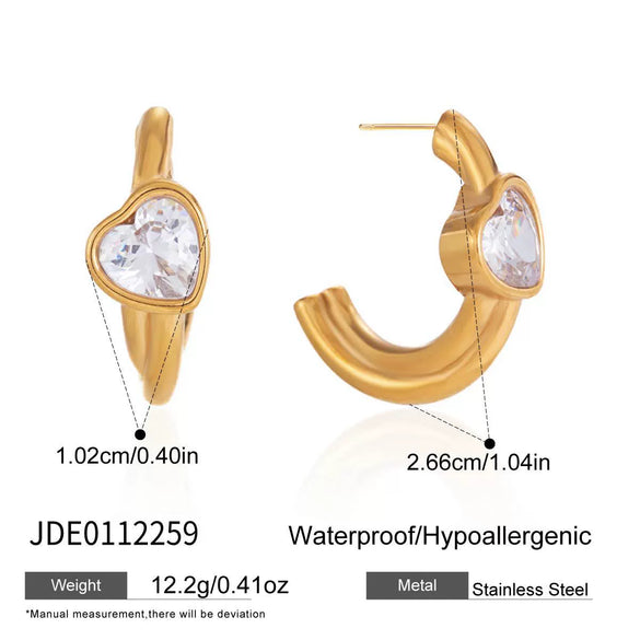 Wholesale Women's Geometric Heartshaped Stainless Steel Earrings With Vacuum Real Gold Plating In Pvd Furnace