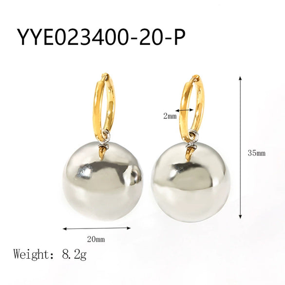Wholesale Women's Geometric Hollow Ball Earrings In Smooth Stainless Steel With 18K Gold Plated Vacuum Real Gold Electroplating In Pvd Furnace