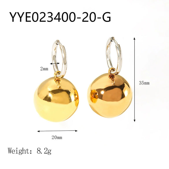 Wholesale Women's Geometric Hollow Ball Earrings In Smooth Stainless Steel With 18K Gold Plated Vacuum Real Gold Electroplating In Pvd Furnace