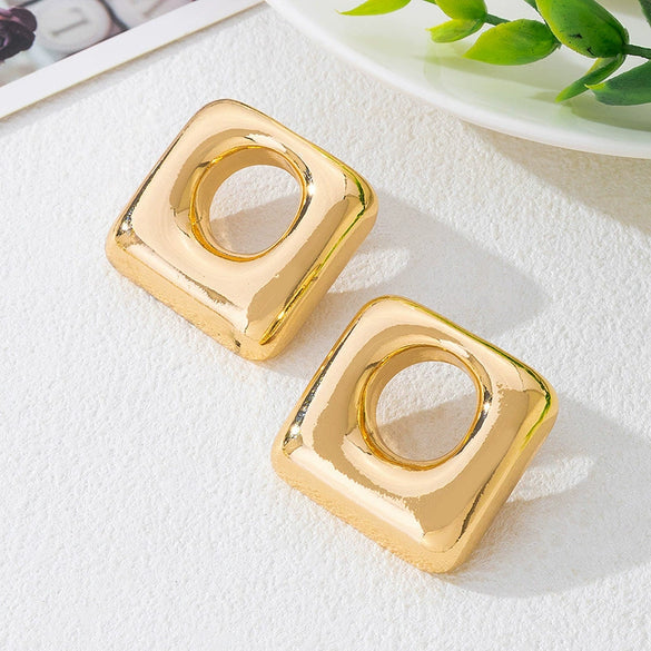 Wholesale Women's Geometric Hollow Circle Square Alloy Electroplated Earrings