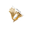 Wholesale Women's Geometric Hollow Flower Goldplated Inlaid With Gold Stainless Steel Zircon Ring With Fruit Shape And Pattern Light Luxury Style
