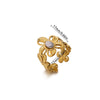 Wholesale Women's Geometric Hollow Flower Goldplated Inlaid With Gold Stainless Steel Zircon Ring With Fruit Shape And Pattern Light Luxury Style