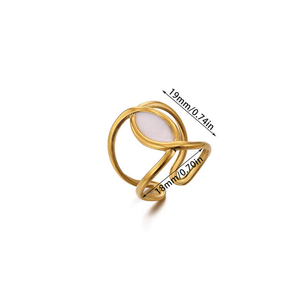 Wholesale Women's Geometric Hollow Flower Goldplated Inlaid With Gold Stainless Steel Zircon Ring With Fruit Shape And Pattern Light Luxury Style