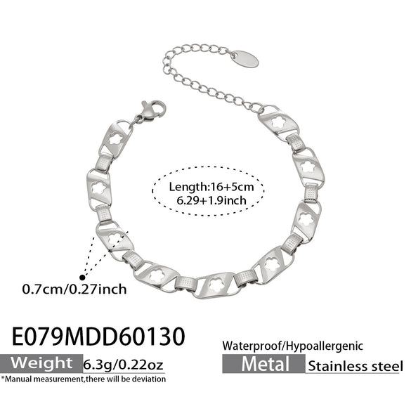 Wholesale Women's Geometric Hollow Flowershaped Stainless Steel Electroplated Bracelet