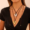 Wholesale Women's Geometric Hollow Stainless Steel Electroplated Pendant Necklace