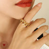 Wholesale Women's Geometric Hollow Twist Opening Electroplated Titanium Steel Ring