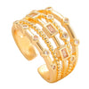 Wholesale Women's Geometric Hollowout Goldplated Diamondencrusted Environmentally Friendly Copper Ring
