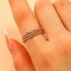 Wholesale Women's Geometric Hollowout Goldplated Diamondencrusted Environmentally Friendly Copper Ring