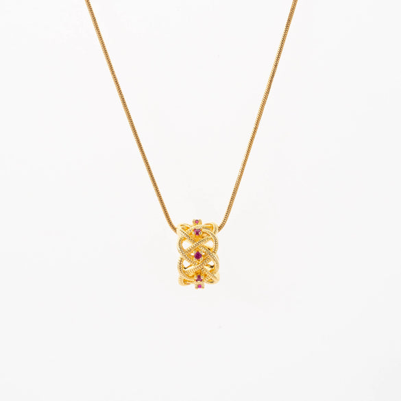 Wholesale Women's Geometric Hollowout Zircon Copper Necklace With Real Gold Plating
