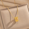 Wholesale Women's Geometric Hollowout Zircon Copper Necklace With Real Gold Plating