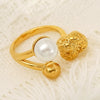 Wholesale Women's Geometric Imitation Pearl Inlaid Ring