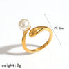 Wholesale Women's Geometric Imitation Pearl Ring 18K Gold Plated Cast Titanium Steel Jewelry With Pvd Furnace Vacuum Real Gold Plating