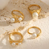 Wholesale Women's Geometric Imitation Pearl Ring 18K Gold Plated Cast Titanium Steel Jewelry With Pvd Furnace Vacuum Real Gold Plating