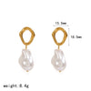 Wholesale Women's Geometric Imitation Pearl Stainless Steel Stud Earrings With Vacuum Real Gold Plating