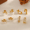Wholesale Women's Geometric Imitation Pearl Stainless Steel Stud Earrings With Vacuum Real Gold Plating