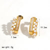 Wholesale Women's Geometric Imitation Pearl Stainless Steel Stud Earrings With Vacuum Real Gold Plating