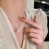 Wholesale Women's Geometric Ingot Opal Pendant Clavicle Chain Necklace Copper Alloy Electroplated