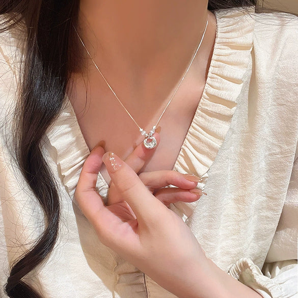 Wholesale Women's Geometric Ingot Opal Pendant Clavicle Chain Necklace Copper Alloy Electroplated