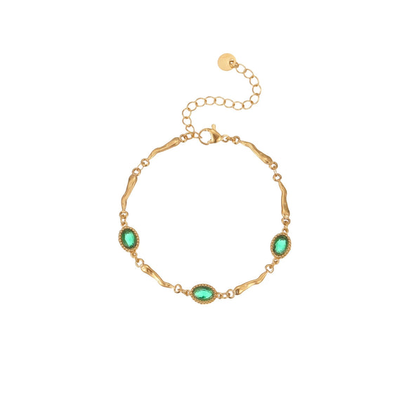 Wholesale Women's Geometric Inlaid Color Zircon 18K Stainless Steel Electroplated Bracelet Light Luxury Highend Jewelry