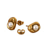 Wholesale Women's Geometric Ins Style Stainless Steel Pearl 18K Gold Plated Stacking Necklace Jewelry Set